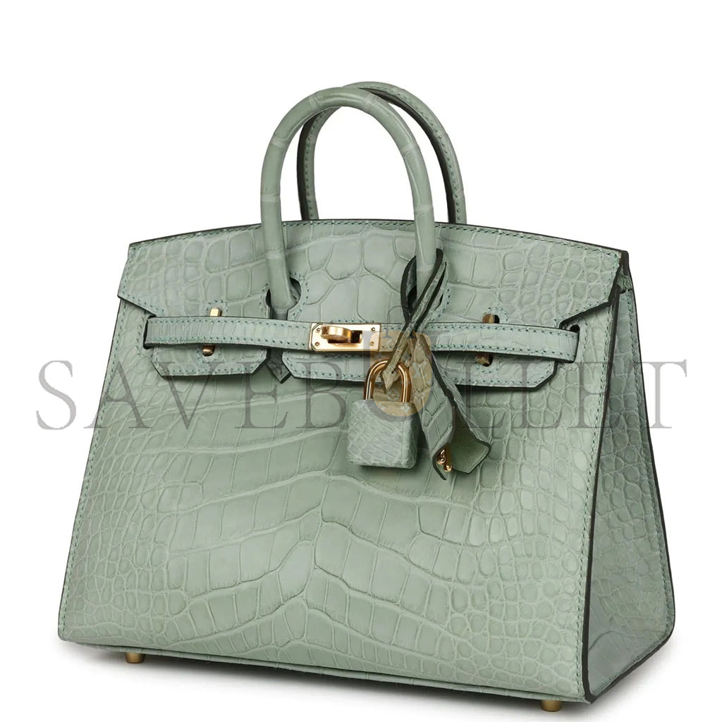 H**mes master birkin 20 crocodile leather mint green gold buckle h041350ck01 (20*15.5*11cm)